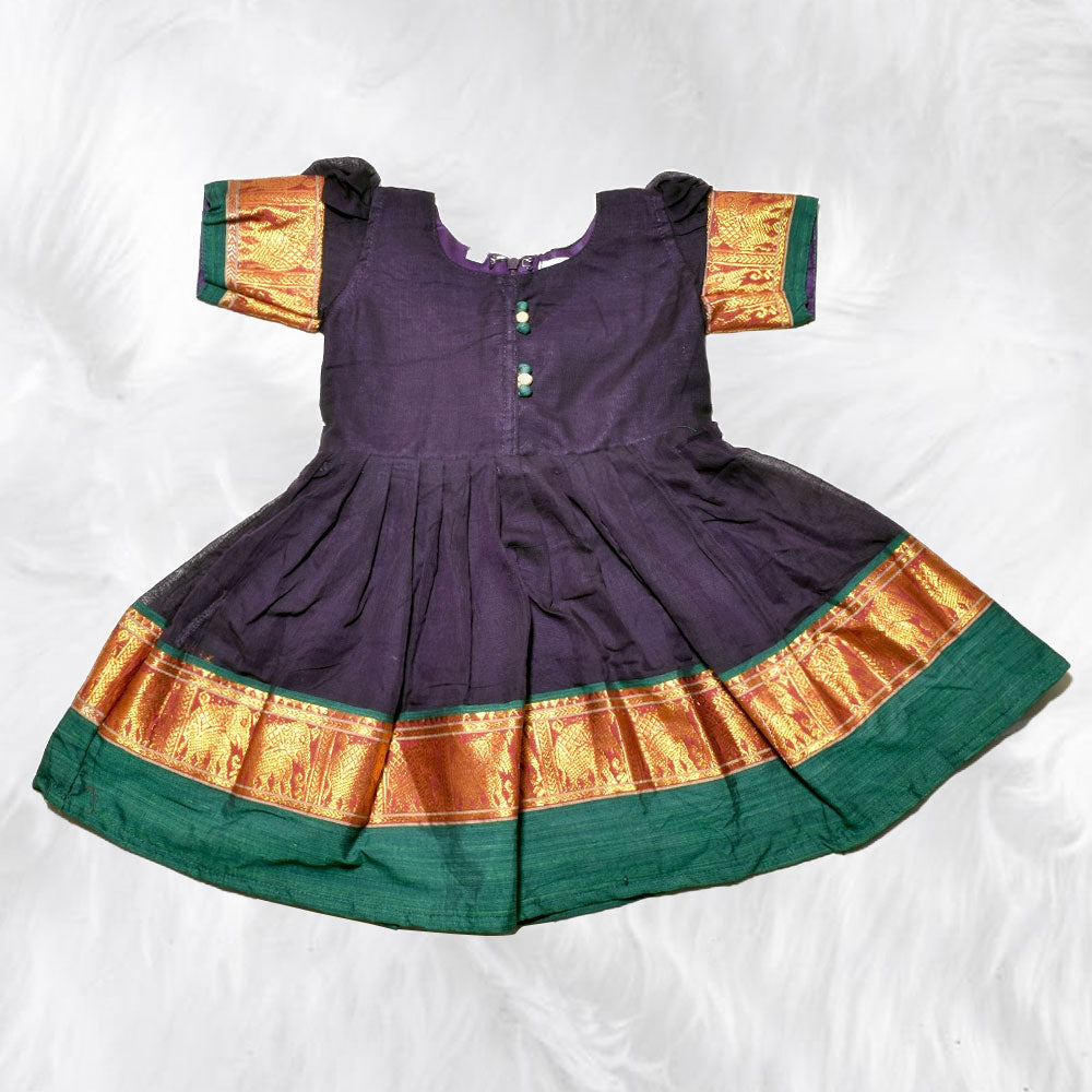 Vibrant Hues Narayanpet Frocks with Hathi Border