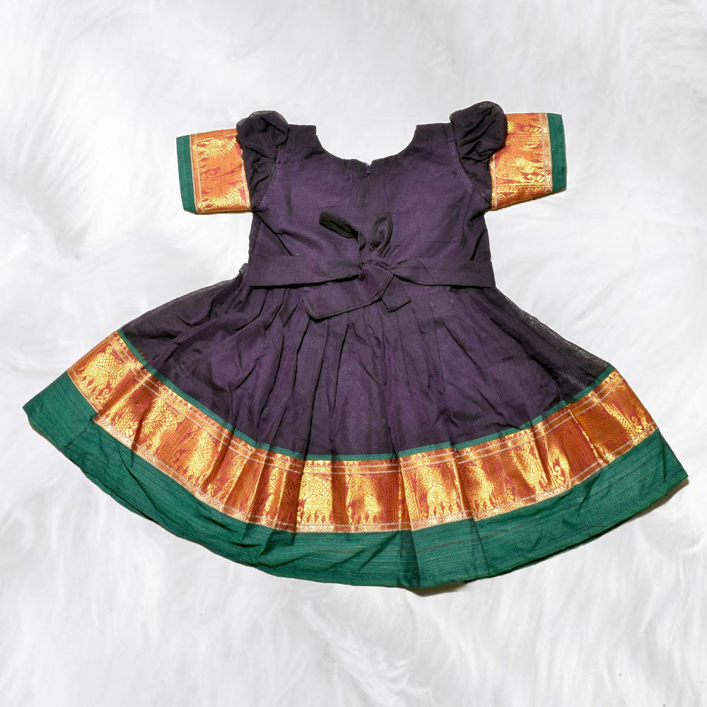 Vibrant Hues Narayanpet Frocks with Hathi Border