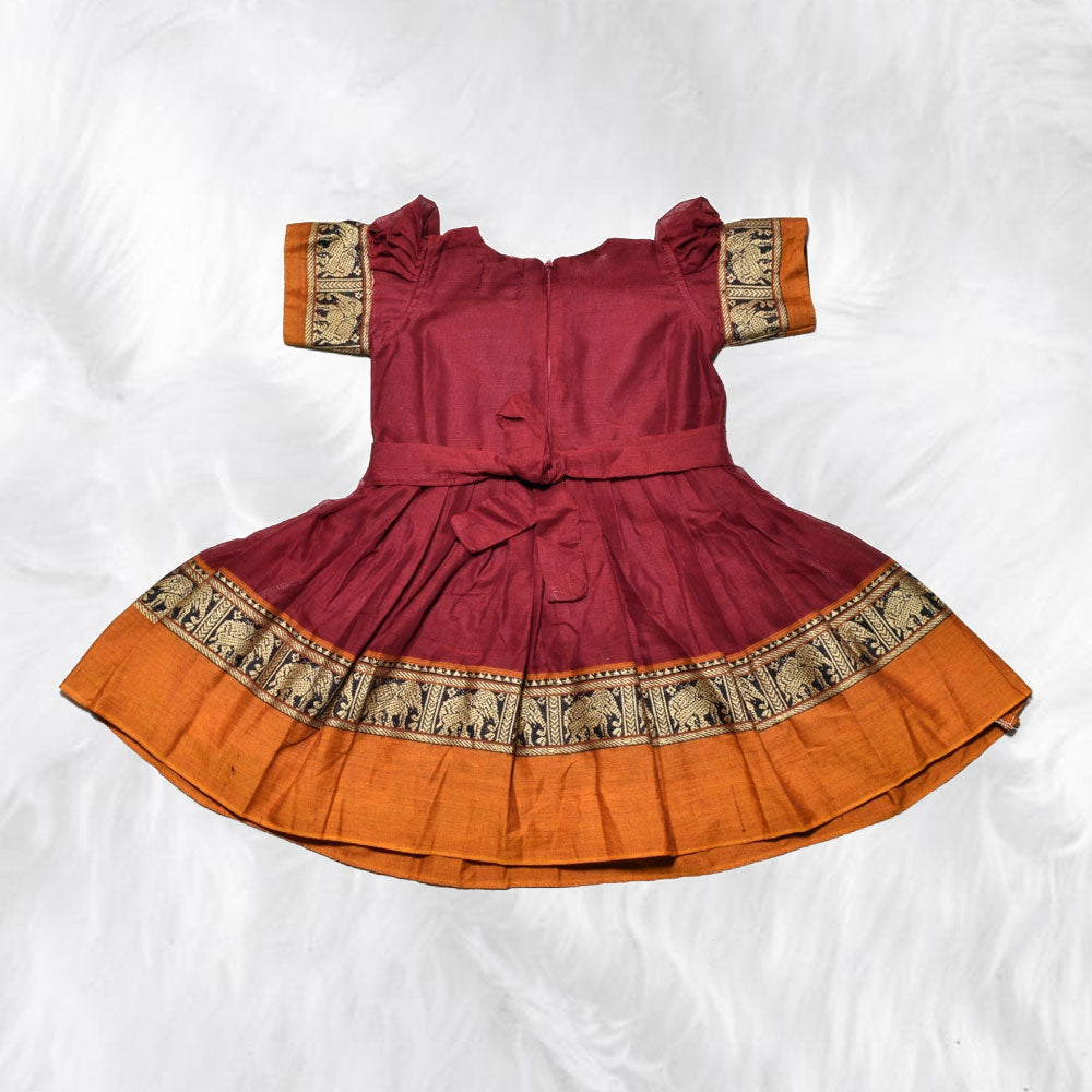 Traditional Narayanpet Frocks with Elegant Hathi Border