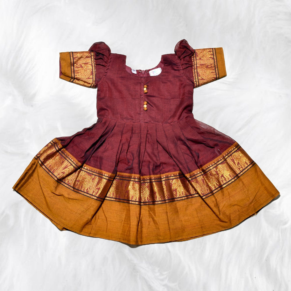 Premium Narayanpet Frocks with Classic Hathi Border