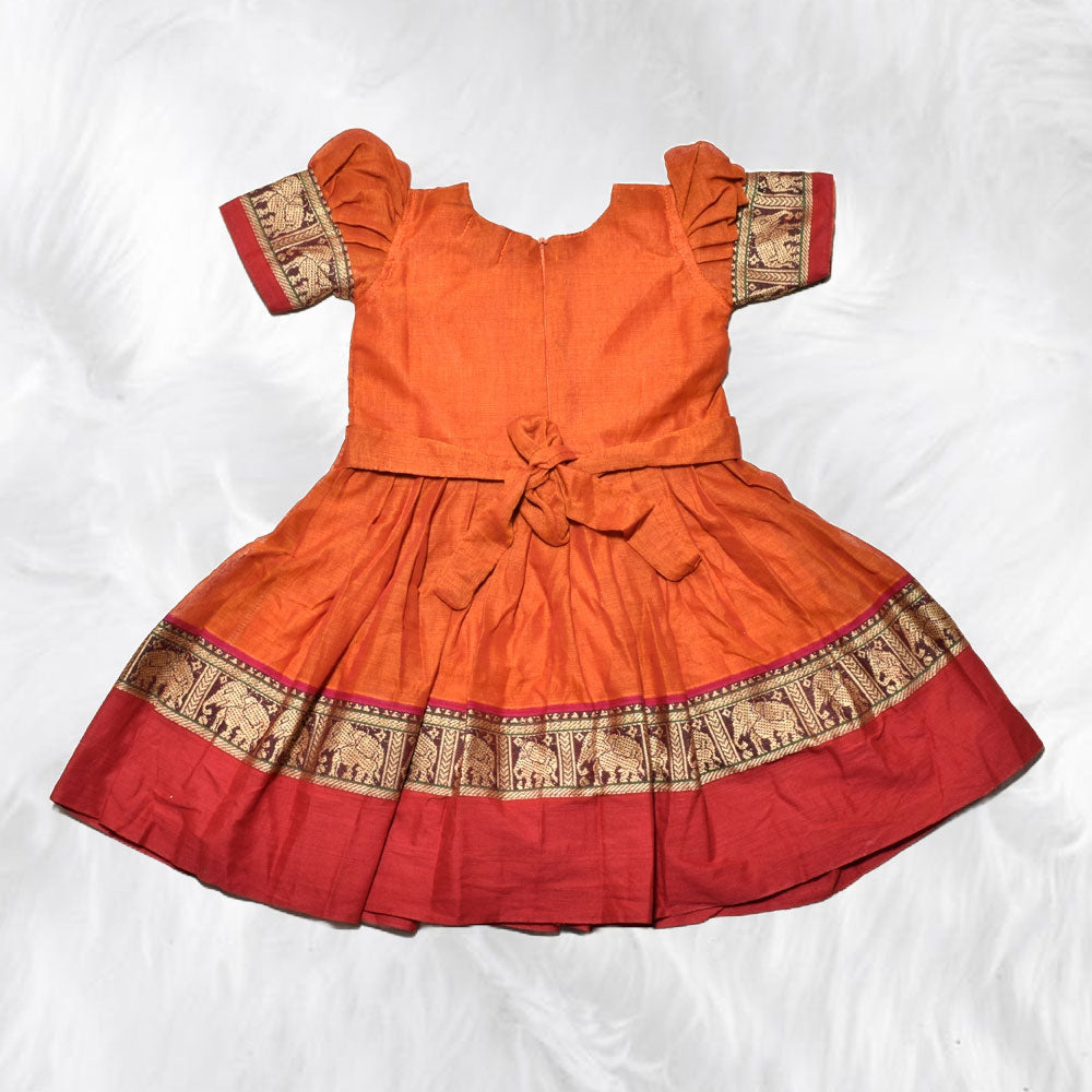 Charming Narayanpet Frocks with Signature Hathi Border