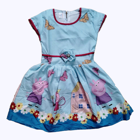 Cartoon Print Cotton Frock for Girls – Fun Daily Wear Kids Dress | Pakharooo