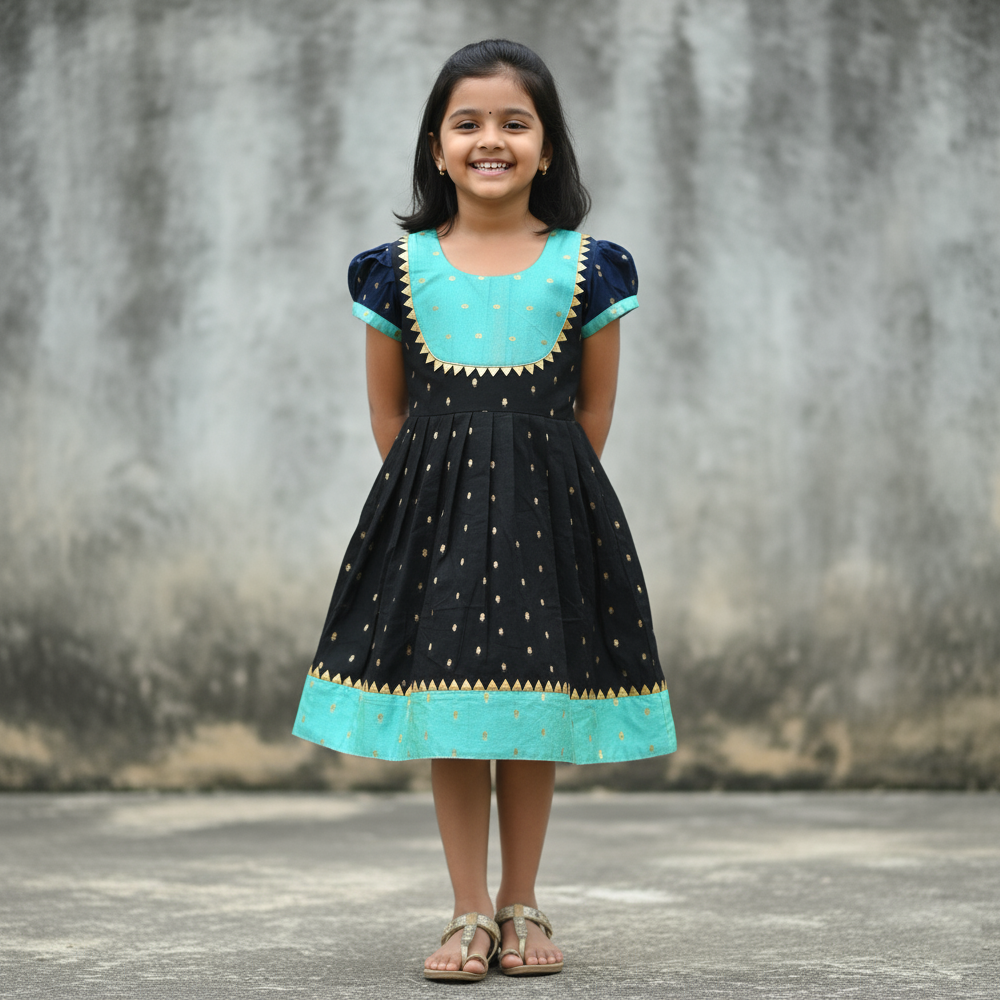 Elegant Black and Turquoise Cotton Kurti for Women - Perfect for All Occasions