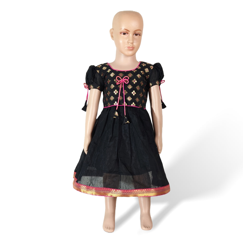 Midnight Blush: Cotton Frock for Girls