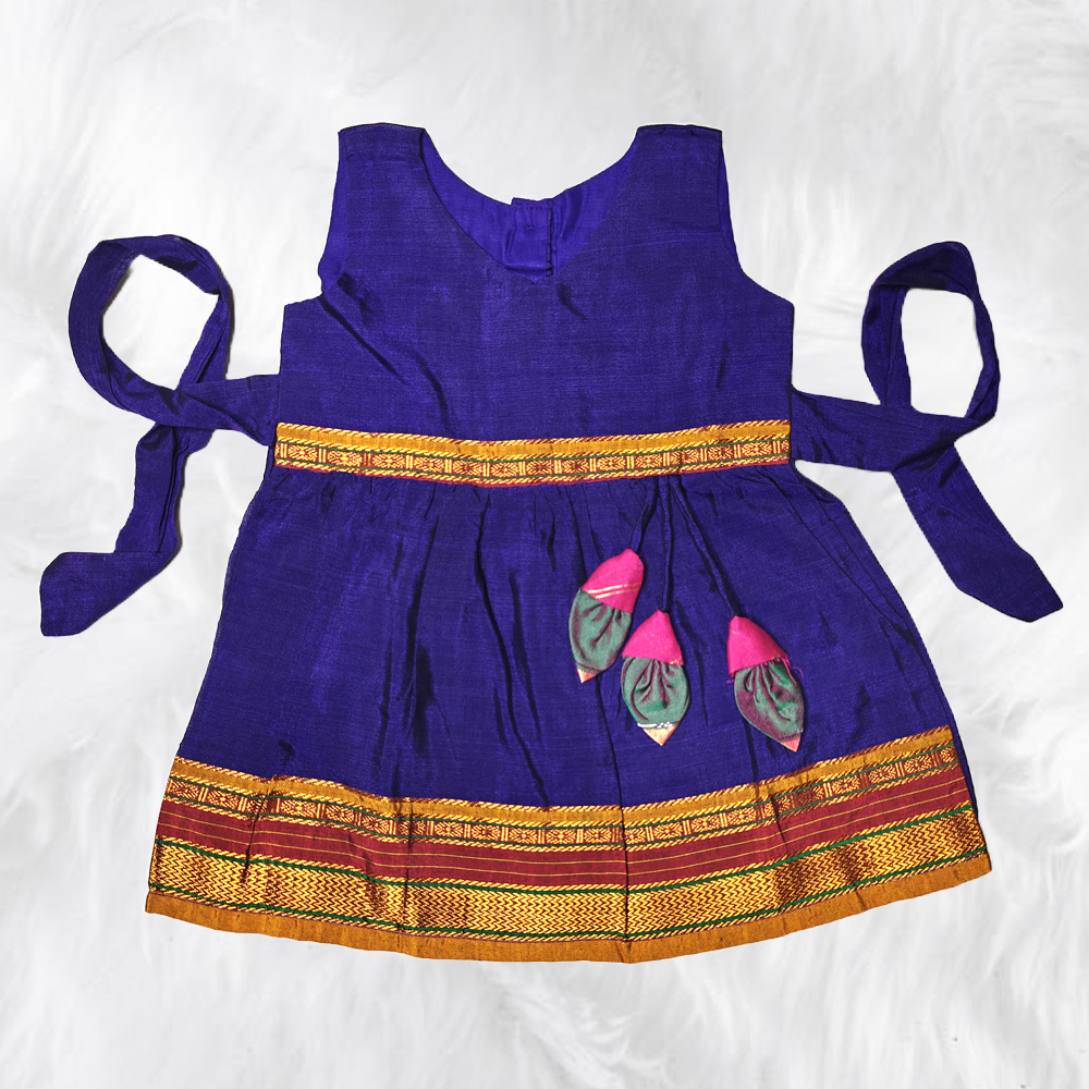 Charming Patterned Frock for Little Girls