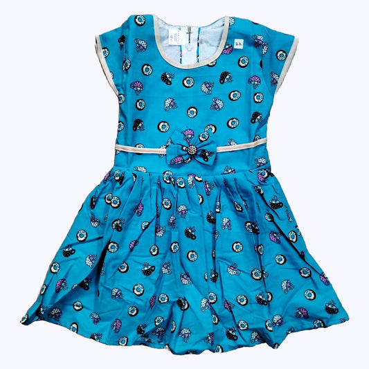 Traditional Ethnic Cotton Frock for Baby Girls – Sky Blue | Pakharooo