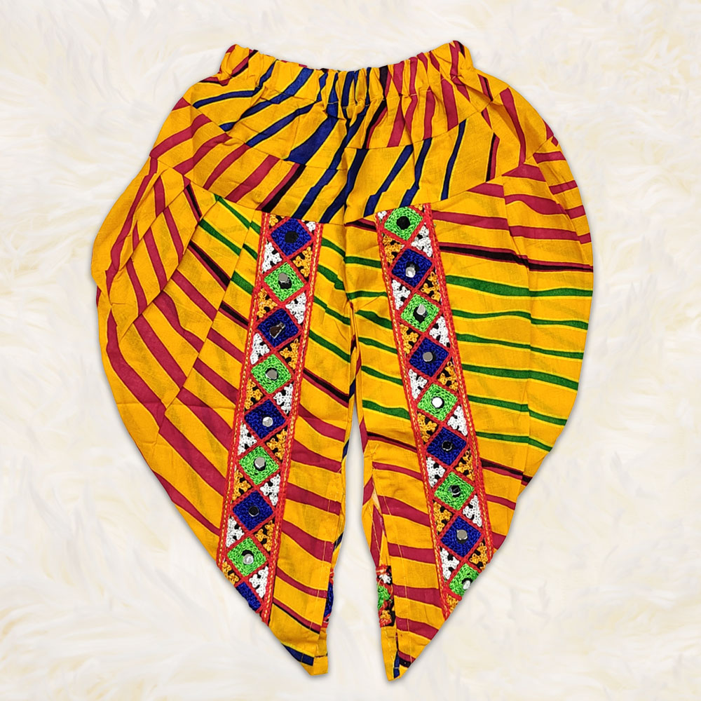 Yellow Navratri Dress – Dhoti Style Costume for Girls