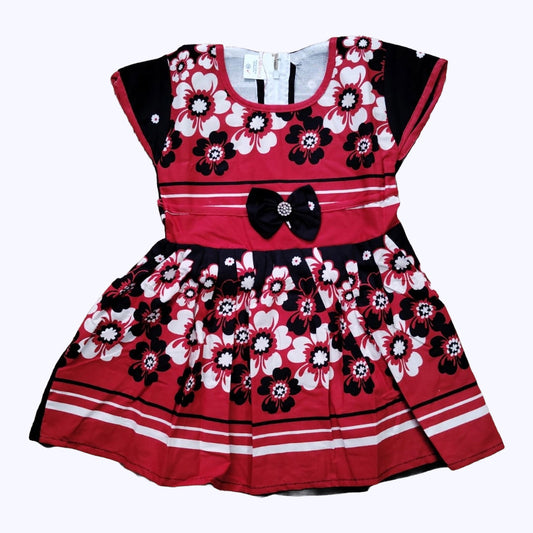 Cap Sleeve Printed Cotton Frock for Girls – Soft Daily Wear Dress | Pakharooo
