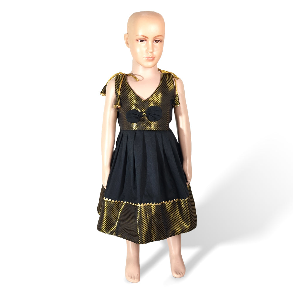 Elegant Brocade Frock with Shoulder Knot for Babies and Toddlers