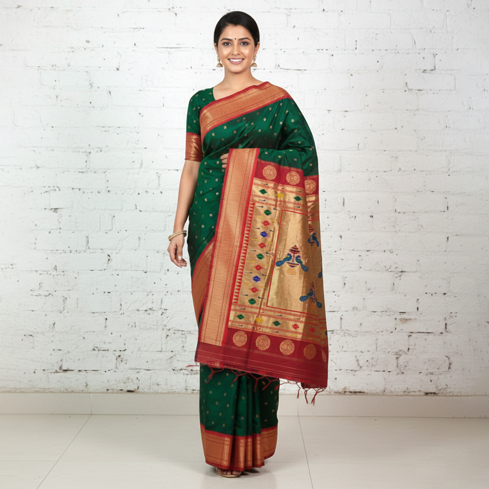 Green Paithani Saree | Classic Wedding Wear for Women
