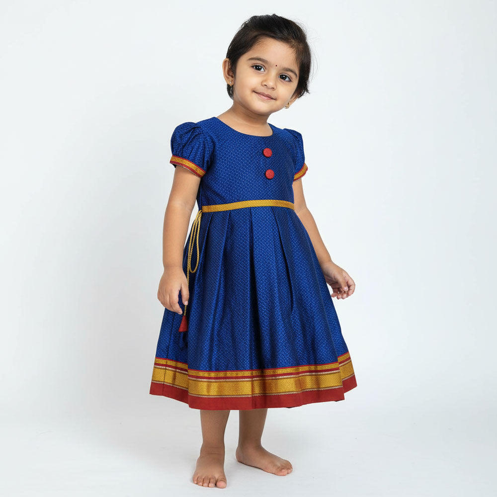 Blue Khan Frock Design for Baby Girl – Soft Traditional Style