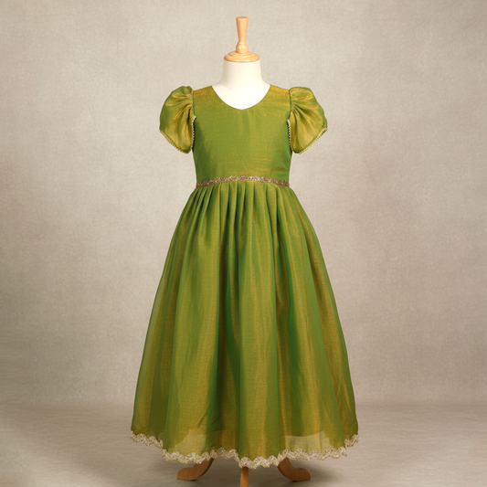 Princess Style Long Gown for Girls – Semi Silk Floor Length Dress