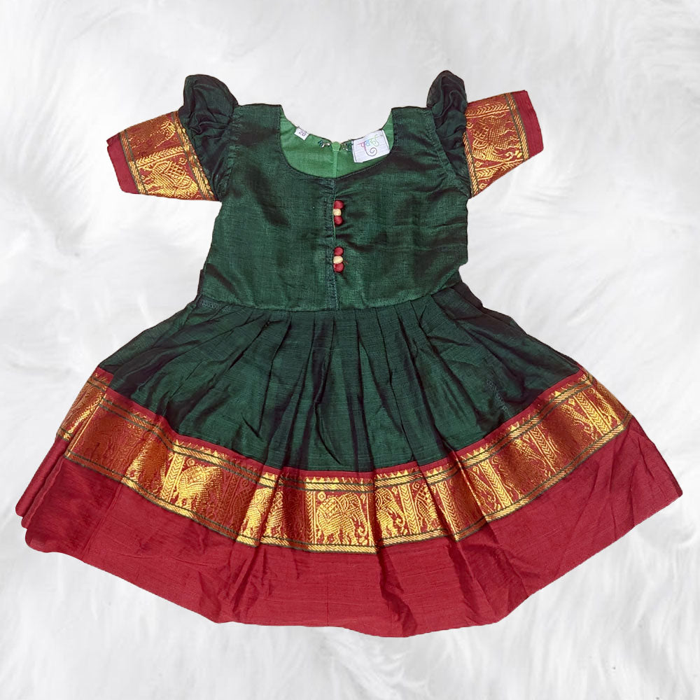 Exclusive Narayanpet Frocks with Intricate Hathi Border