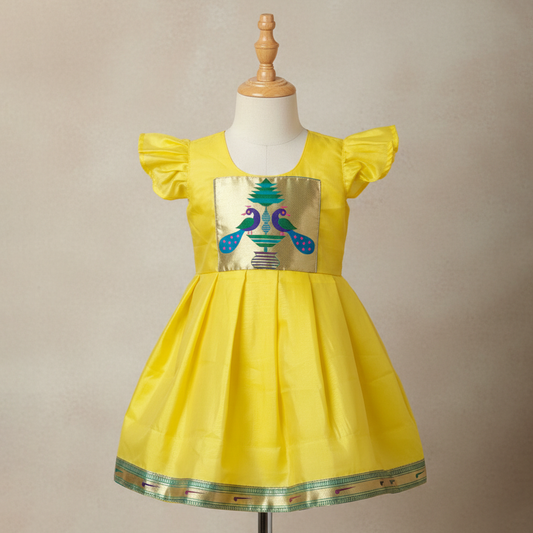 Paithani festive frock for kids