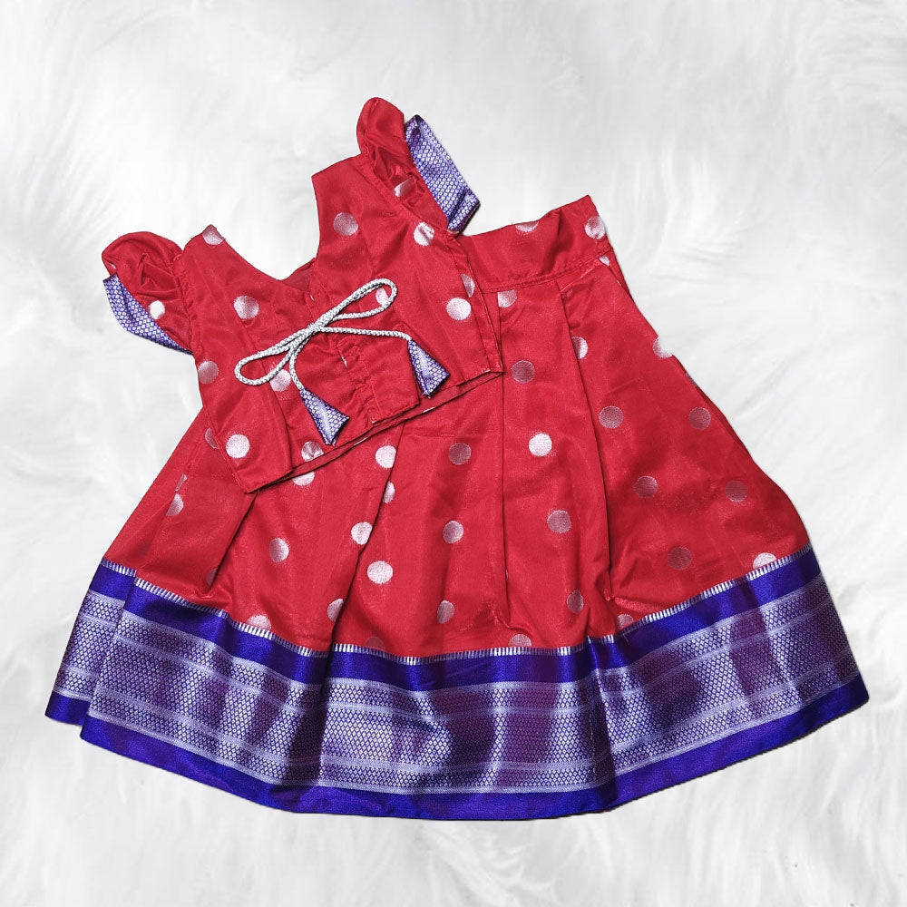 Elegant Parkar Polka Frock with Potli for Little Girls