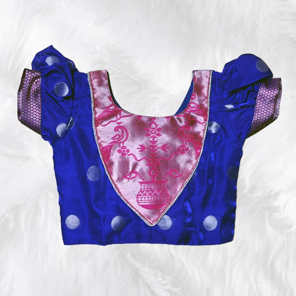 Stunning Purple Parkar Polka with Potli for Children