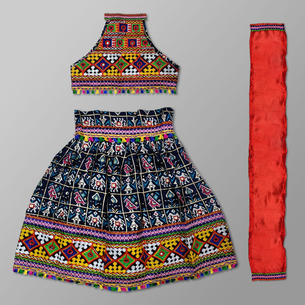 Navy Blue Garba Dress – Patola Style Garba Costume for Navratri