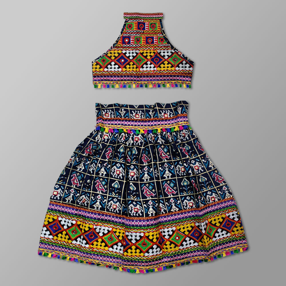 Navy Blue Garba Dress – Patola Style Garba Costume for Navratri