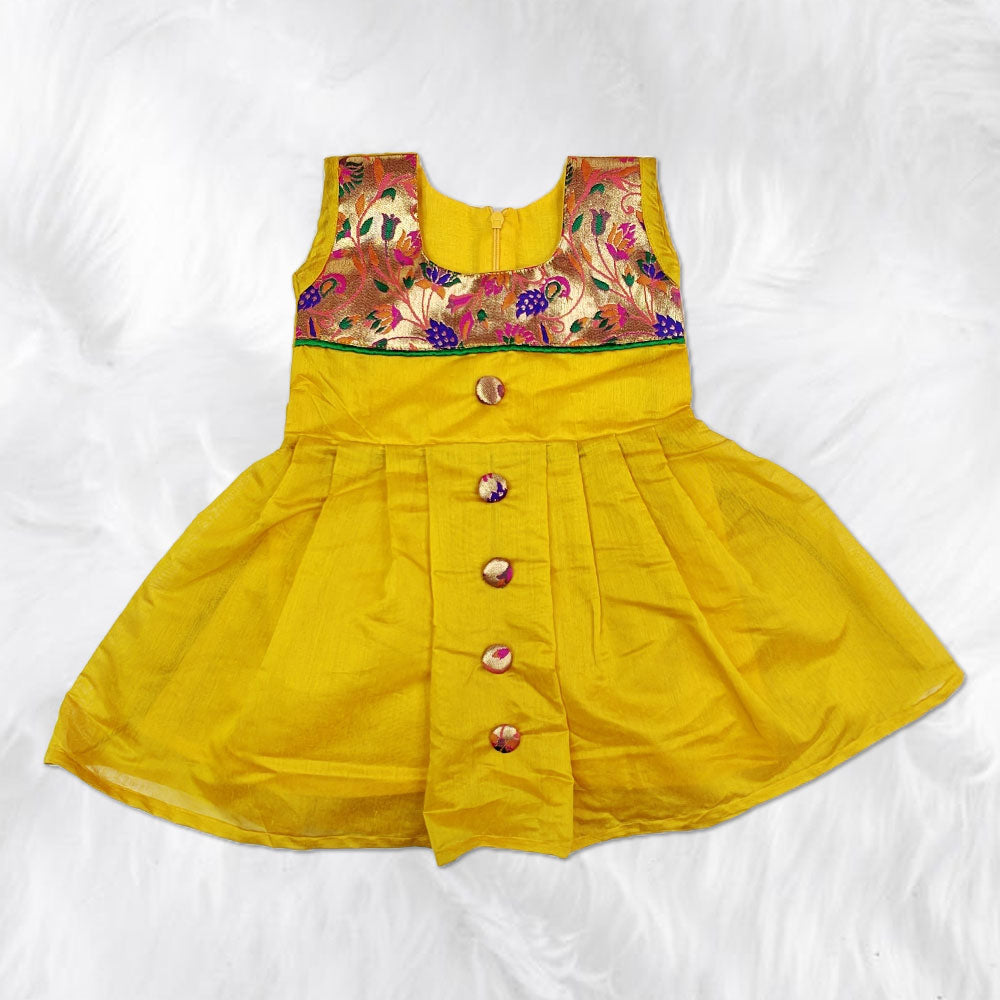 Cotton Traditional Frock for Baby Girl – Ethnic Paithani Dress for Festive Wear