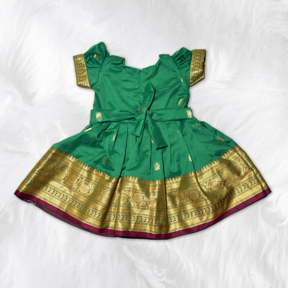 Paithani-Inspired Traditional Frock Design for Girls