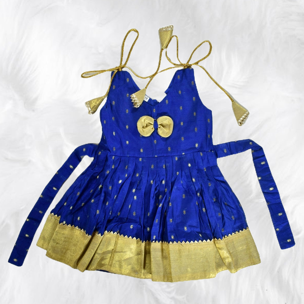 Sapphire Essence: Ethnic Chanderi Cotton Frock