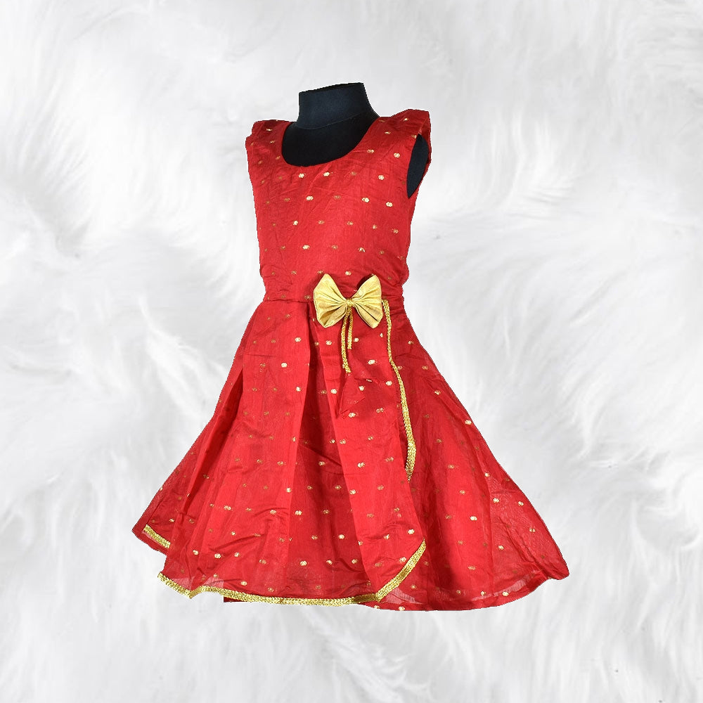 Crimson Chanderi - Elegant Cotton Frock