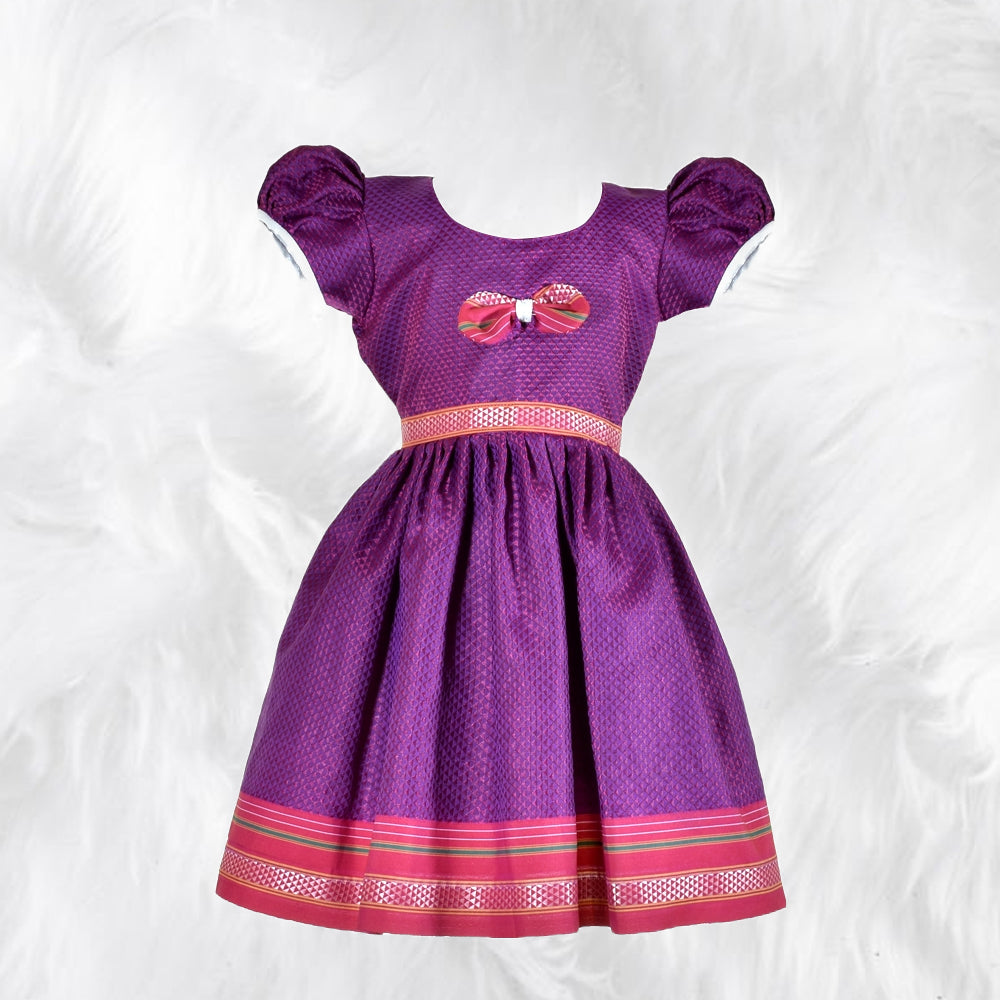 Adorable Purple Khun Frocks with a Classic Bow Touch