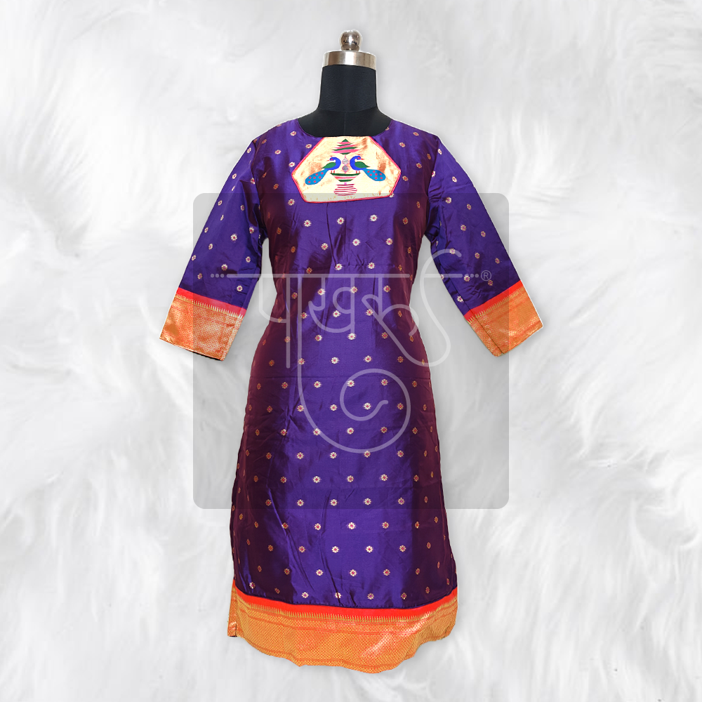 Elegant Purple Paithani Kurti for Festive Season