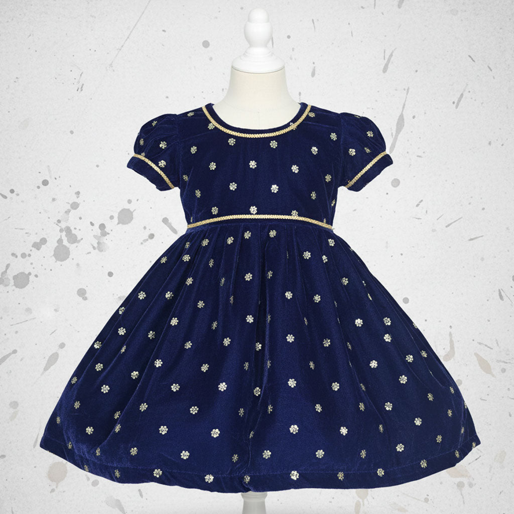 Birthday Party Wear Dress for Baby Girl | Designer Velvet Celebration Outfit