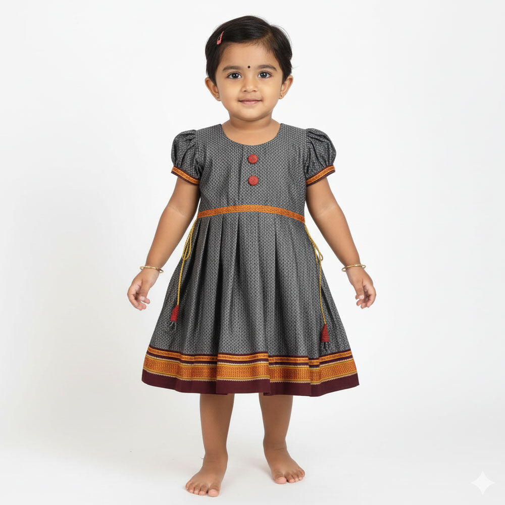 Grey Khanacha Frock for Kids – Festival Ready