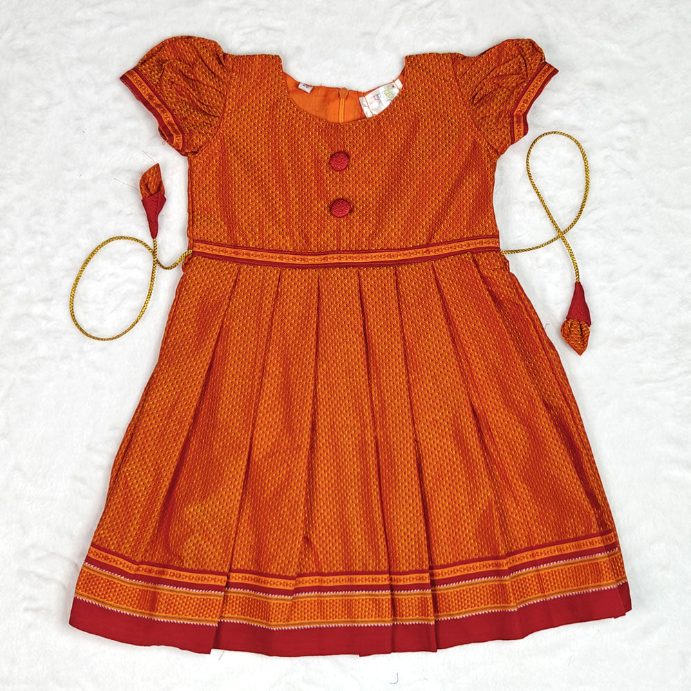 Orange Khanachi Frock for Small Girl – Ethnic Festival Wear
