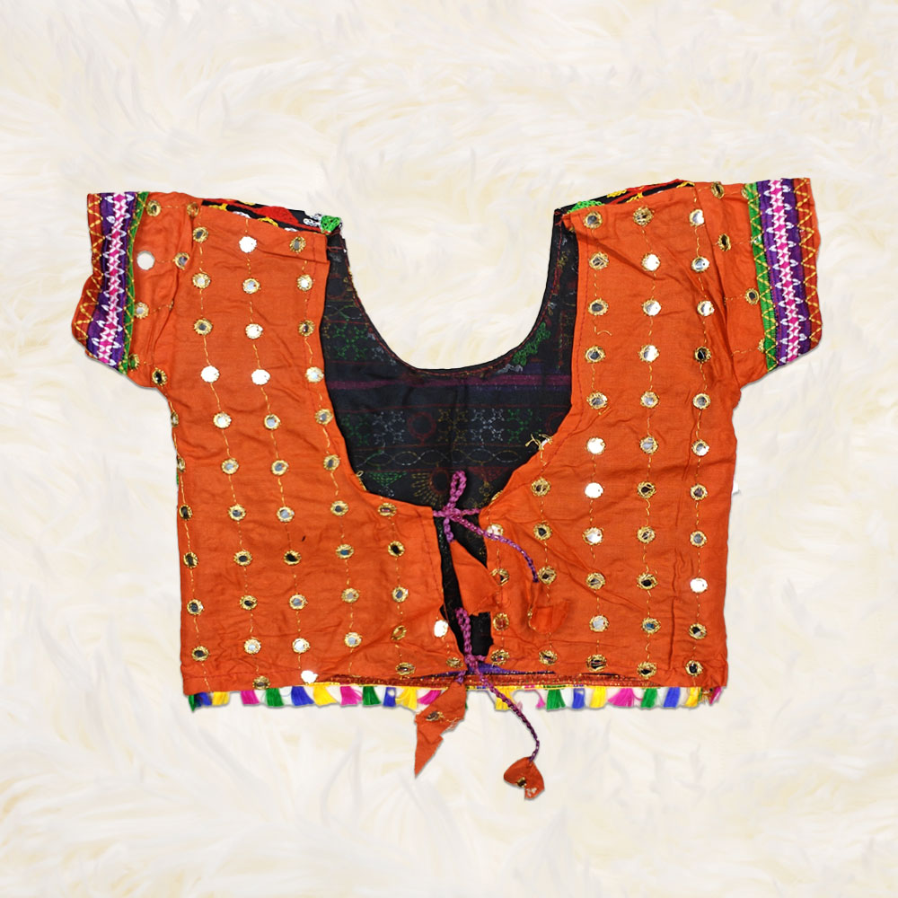 Orange Radha Costume – Mirror Work Traditional Radhai Dress