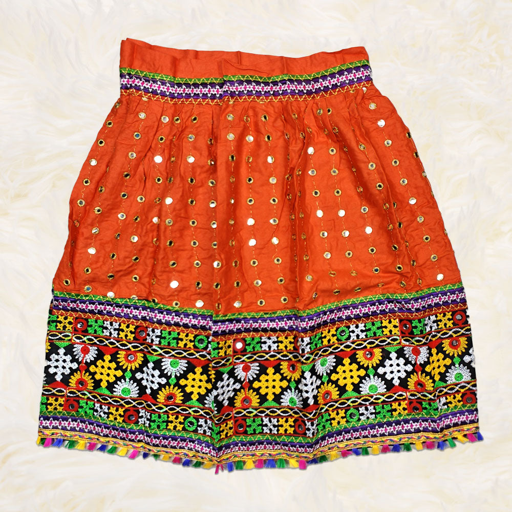 Orange Radha Costume – Mirror Work Traditional Radhai Dress