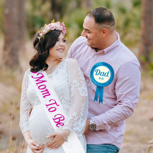 Baby Shower mom to be sash dad to be Badge