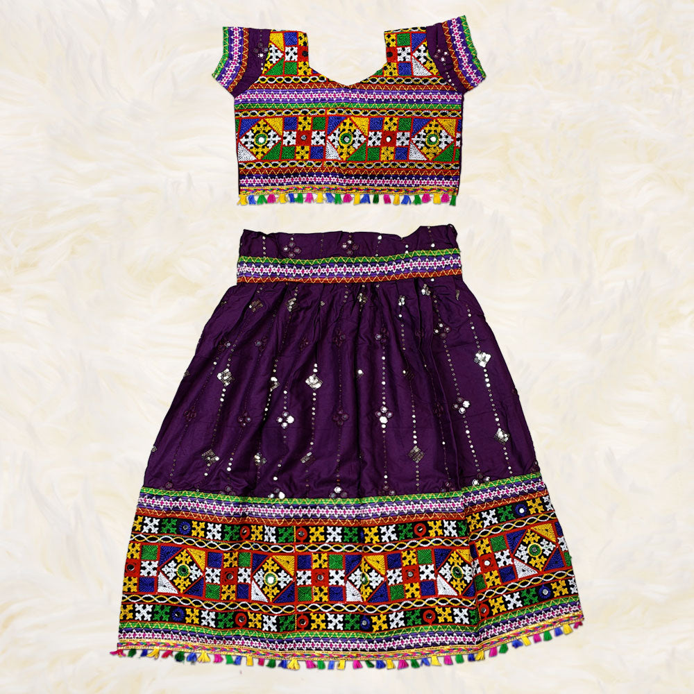 Purple Navratri Costume | Festive Dandiya Raas Dress for Kids