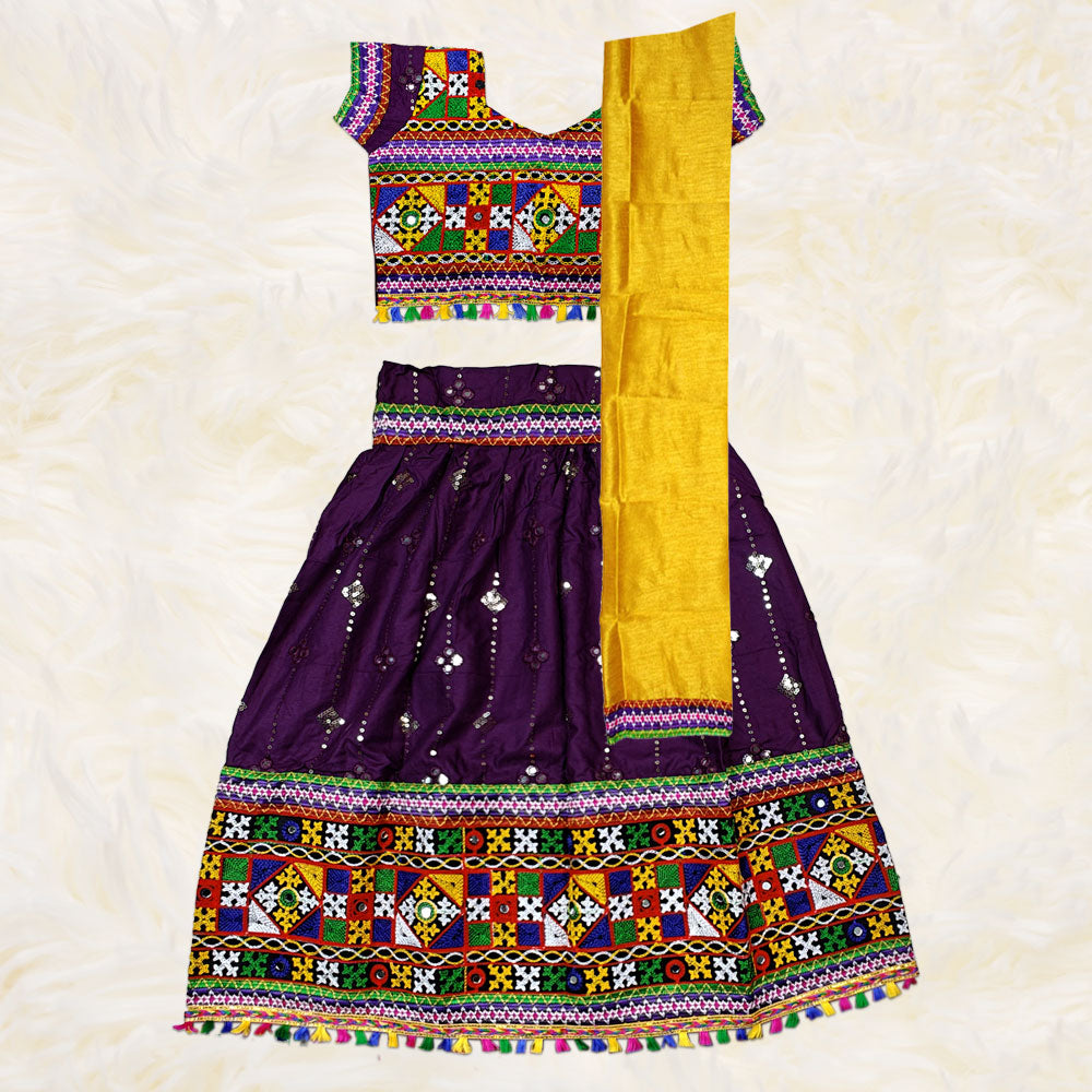 Purple Navratri Costume | Festive Dandiya Raas Dress for Kids