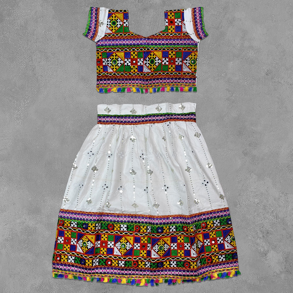 White Navratri Dress for Baby Girl | Elegant Garba Outfit