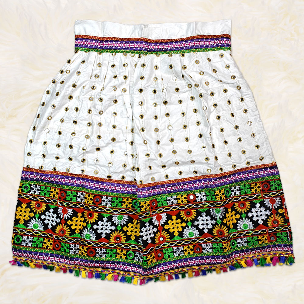 White Radha Dress – Mirror Pattern Radha Ka Dress for Kids