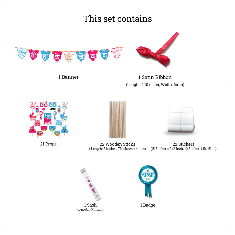 Baby Shower Fun Props Banner Sash Badge 22 Pcs