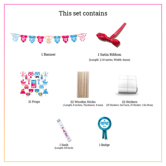 Baby Shower Fun Props Banner Sash Badge 22 Pcs