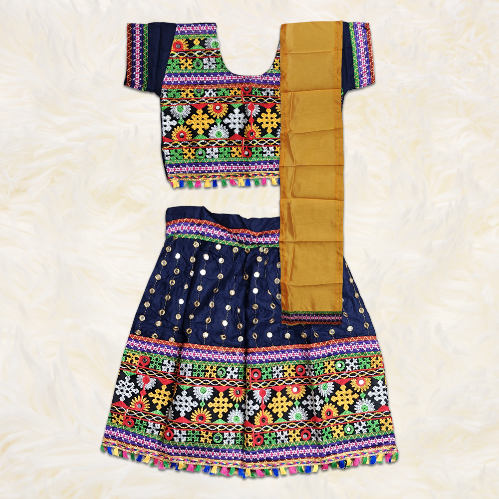 Navy Blue Radha Dress – Mirror Work