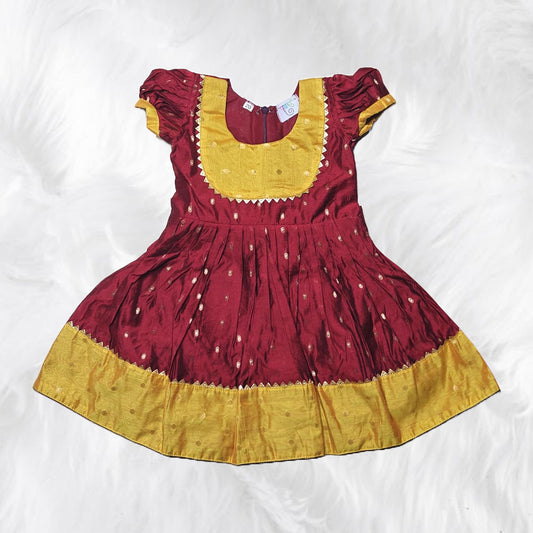 Richly Designed Chanderi Cotton Frock with Classic Appeal