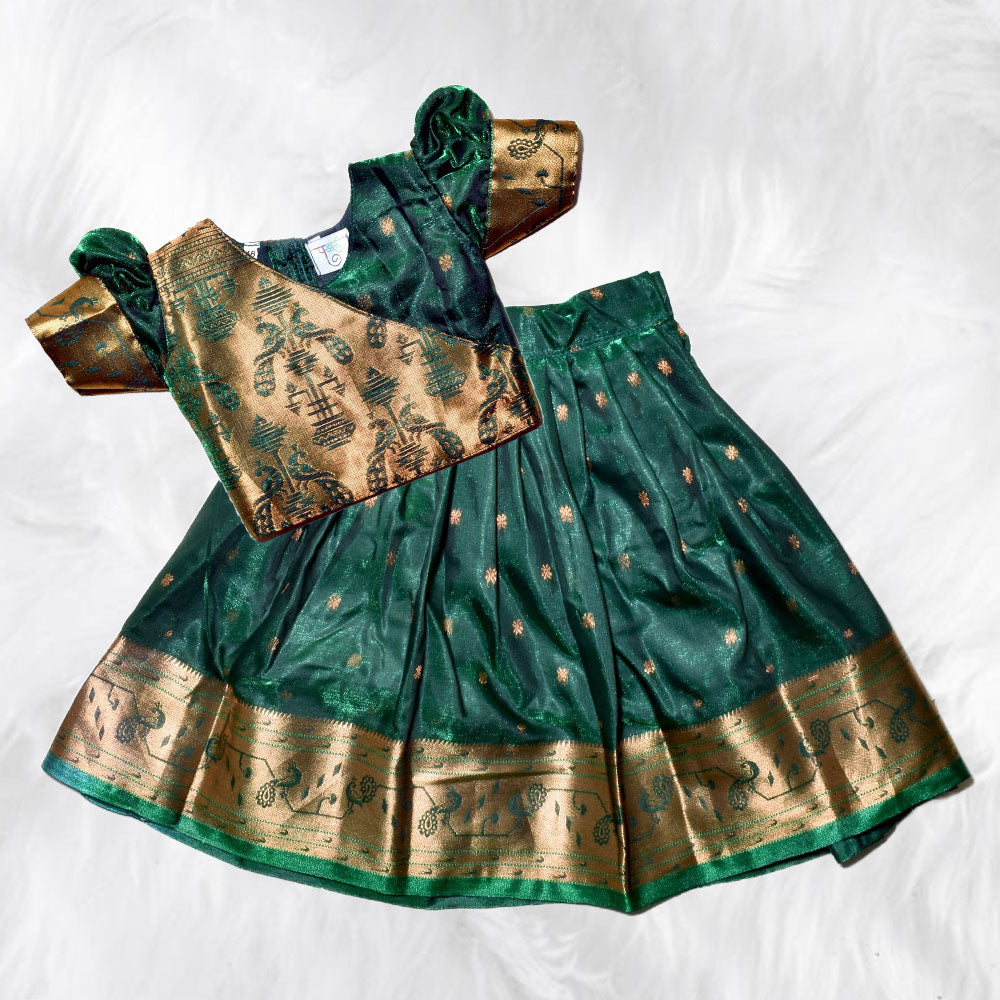 Green Parker Polka - Enchanting Elegance for Your Little One