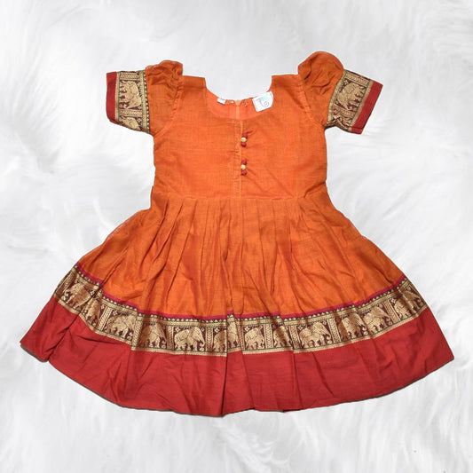 Charming Narayanpet Frocks with Signature Hathi Border