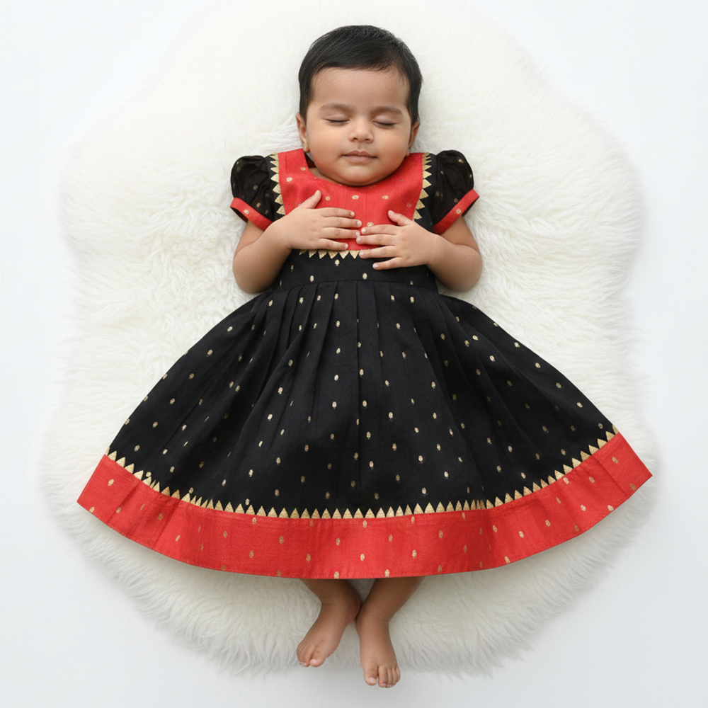 Chanderi Cotton Frock for Newborn