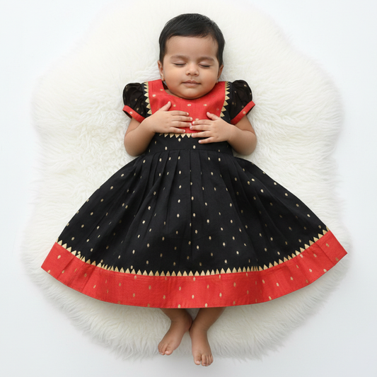 Chanderi Cotton Frock for Newborn