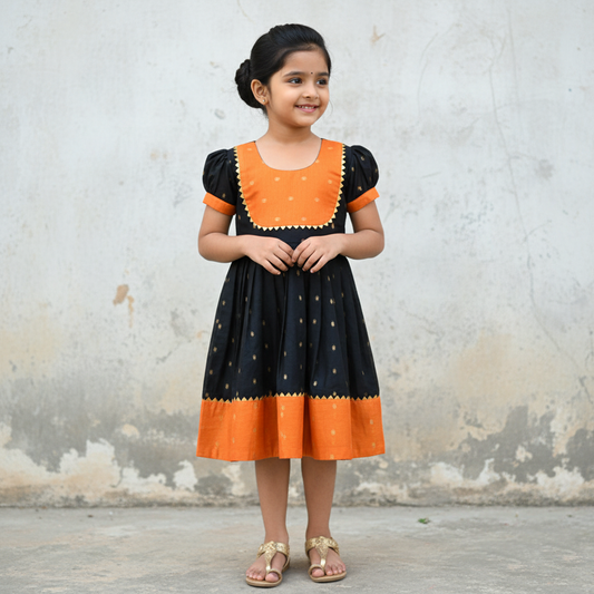 Chanderi Cotton Frock - Perfect for Your Little Fashionista