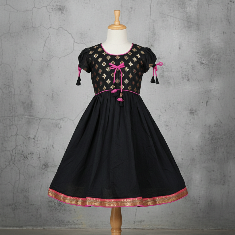 Soft Chanderi Cotton Frock for Newborn Baby Girl