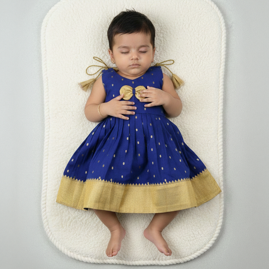 Pure Chanderi Cotton Newborn Frock – Wedding Wear
