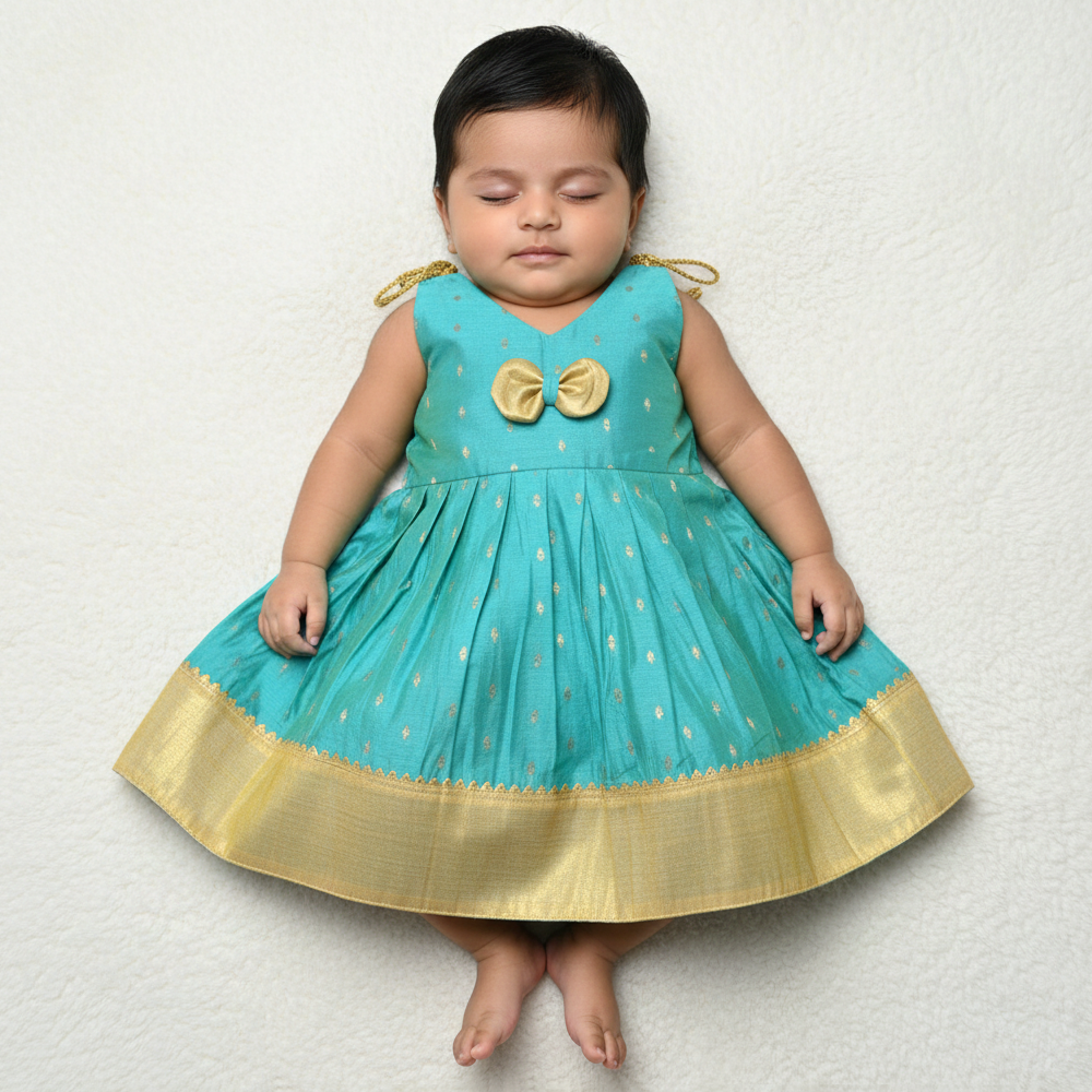 Lightweight Chanderi Cotton Frock for Newborn Baby Girl